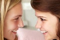 Close up portrait of teenage girls in profile Royalty Free Stock Photo