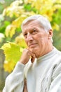 Portrait of a thoughtful elderly man solves Royalty Free Stock Photo