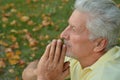 Portrait of a thoughtful elderly man praying Royalty Free Stock Photo