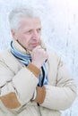 Close up portrait of thoughtful senior man Royalty Free Stock Photo