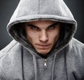 Close-up portrait of threatening thug