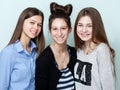 Close up portrait of three teenage girls smiling Royalty Free Stock Photo
