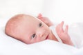 Close up portrait of a tiny newborn baby