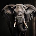 Close up portrait tusker quenching thirst, displaying grandeur with impressive tusks Royalty Free Stock Photo