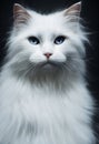 Close up portrait of a white long haired cat 3d illustration Generative AI illustration Royalty Free Stock Photo