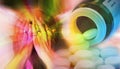 Close up portrait of woman covering her face with hands and pills pouring out from a pill bottle. Drug addiction, medicine a Royalty Free Stock Photo