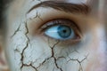 Close up portrait of a woman with cracked dry skin. Beauty and cosmetic skincare problems Royalty Free Stock Photo