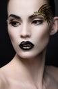 Close up portrait of woman with expressive makeup Royalty Free Stock Photo