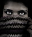 Close up portrait of woman with mystery eyes Royalty Free Stock Photo