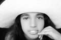 Portrait of a young african american girl with sun hat Royalty Free Stock Photo