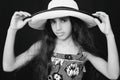 Portrait of a young african american girl with sun hat Royalty Free Stock Photo