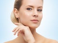 Close-up portrait of young, beautiful and healthy woman ready for plastic surgery treatment. Royalty Free Stock Photo