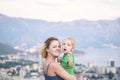 Close-up portrait of a young beautiful mother with her little son Royalty Free Stock Photo