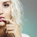 Close-up portrait of young beautiful woman. blonde. Blond girl Royalty Free Stock Photo