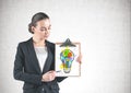 Businesswoman with clipboard, business idea Royalty Free Stock Photo