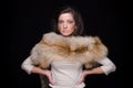 Close up portrait of young fashion woman in fur Royalty Free Stock Photo