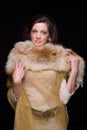 Close up portrait of young fashion woman in fur Royalty Free Stock Photo