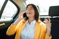 Close up portrait of a young female executive on phone Royalty Free Stock Photo