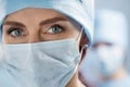Close-up portrait of young female surgeon doctor Royalty Free Stock Photo