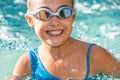 Close up of girl having fun in swimming pool. Royalty Free Stock Photo