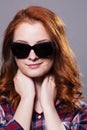 Close-up portrait of a young girl in sunglasses Royalty Free Stock Photo