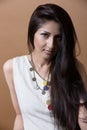 Close-up portrait of a young indian woman