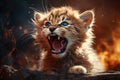 Brave young kitten roaring Royalty Free Stock Photo