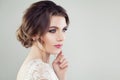 Close up portrait of young perfect woman with bridal haircut