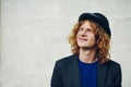 Close-up portrait of young reddish curly man Royalty Free Stock Photo