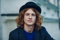 Close-up portrait of young reddish curly man Royalty Free Stock Photo