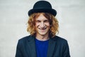 Close-up portrait of young reddish curly man Royalty Free Stock Photo