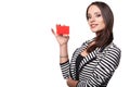 Close-up portrait of young smiling business woman