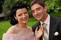 Close-up portrait of young smiling couple outdoors Royalty Free Stock Photo