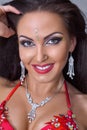 Close up portrait of young woman belly dance performer Royalty Free Stock Photo