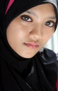 Close up portraits of beautiful muslim girl sad Royalty Free Stock Photo