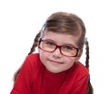 Close up portret of little girl wearing glasses Royalty Free Stock Photo