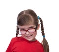 Close up portret of little girl wearing glasses Royalty Free Stock Photo