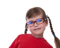 Close up portret of little girl wearing glasses Royalty Free Stock Photo