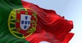 Portugal national flag waving in the wind on a clear day