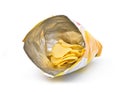 Close-up potato chips in open bag Royalty Free Stock Photo