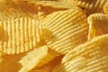 Close up potato chips top view food background. Royalty Free Stock Photo