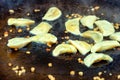 Close-up of potato dumplings or pelmeni