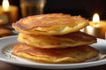 Close up potato pancakes. Potatoes pancakes latkes, flapjacks, hash brown or potato vada