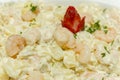 Close up of potato salad with shrimp and mayonnaise Royalty Free Stock Photo