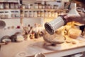 Close Up Of Potter Applying Glaze To Clay Vase In Ceramics Studio Royalty Free Stock Photo