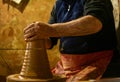 Close-up of a potter's hands in pottery studio Royalty Free Stock Photo