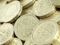 Close-up of Pound Coins Royalty Free Stock Photo