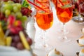 Close up of pouring in aperitif at an outdoor bar Royalty Free Stock Photo