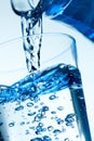 Close-up of a Pouring water into a Glass.