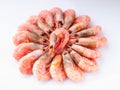 Close-up prawns on a white background. Isolated objects. Traditional seafood